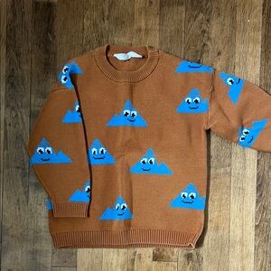 H&M Brown Sweater with Blue Mountain Pattern
